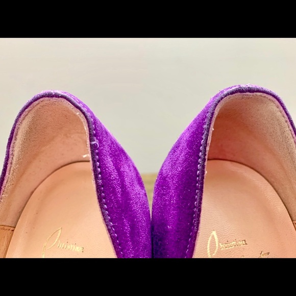 Christian Louboutin Purple Suede Peep Toe Pump - Picture 6 of 8
